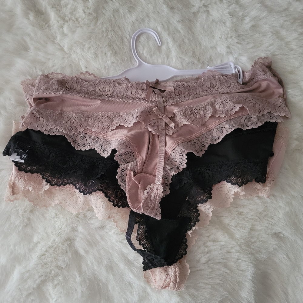 💐FREDERICKS OF HOLLYWOOD BRAND NEW 3-PACK STUNNING BACK LACE G-STRING S